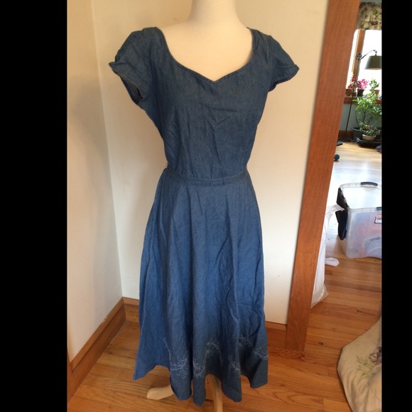 midi length denim dresses